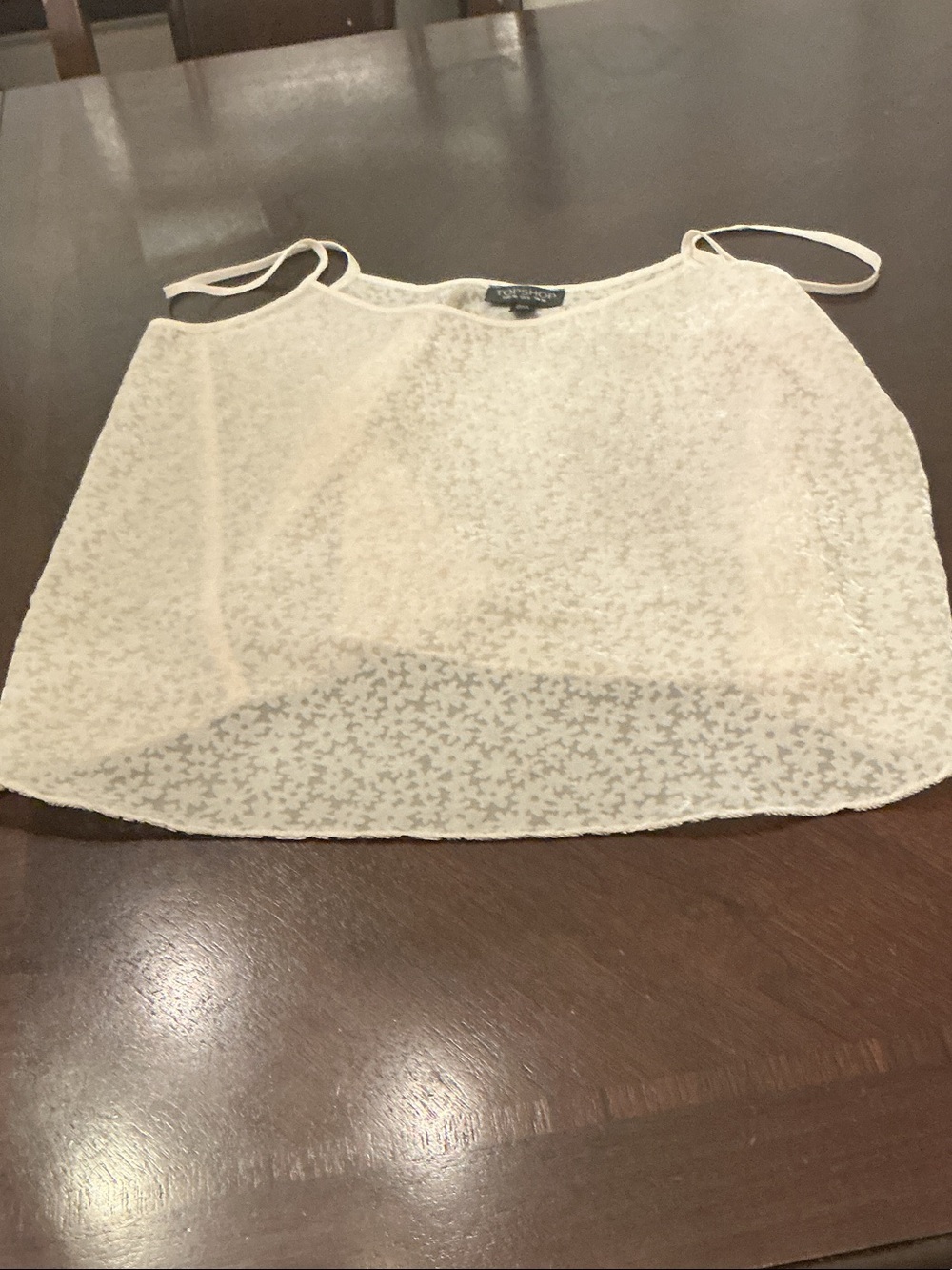 Topshop Cream Sheer Floral-Textured Camisole